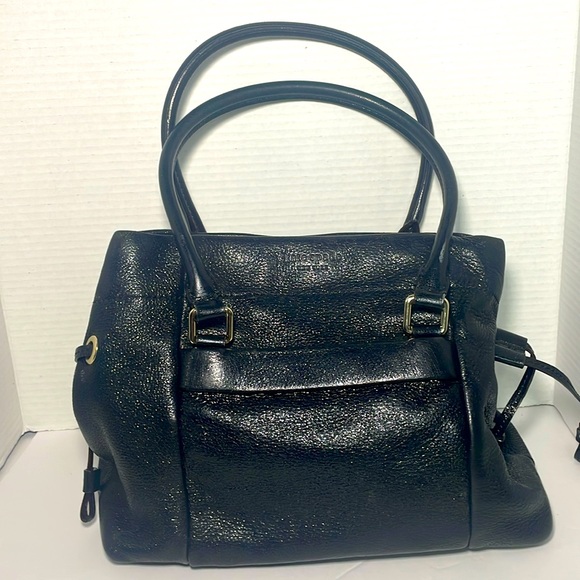 kate spade Handbags - Kate Spade Soft Black Glittery Leather Shoulder Bag With Side Drawstring Closure